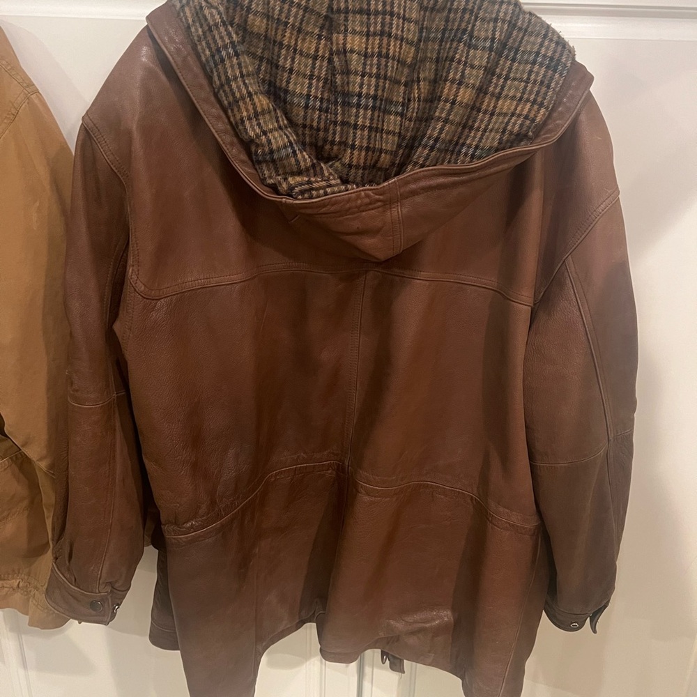 VTG 90s 212 Degrees Minerals Outerwear Leather Jacket With Plaid Lining XL - Picture 4 of 4